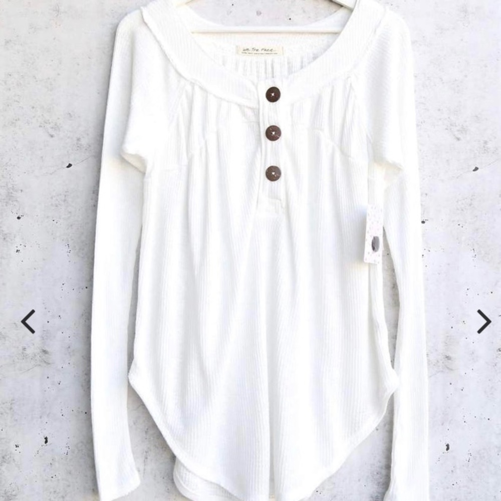 Free People waffle knit ivory colored top .